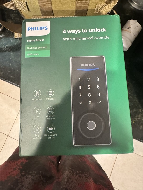 Philips Fingerprint Smart Lock Electronic Deadbolt Keypad Entry Satin Nickel New
