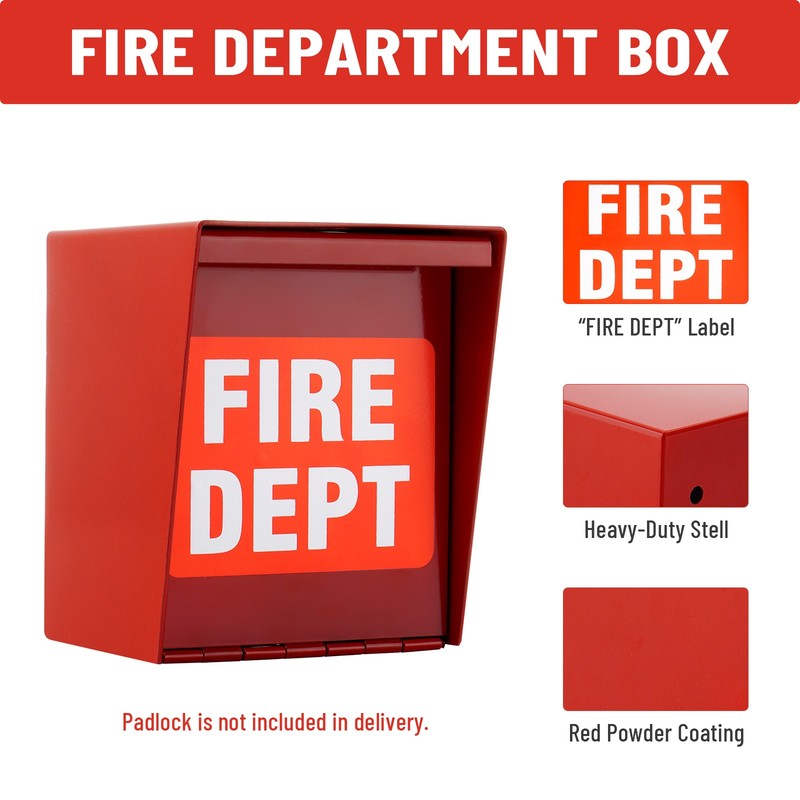 Upgraded Fire Department Box With Lock Hole Red Heavy Duty Steel ‎Wall Mount New