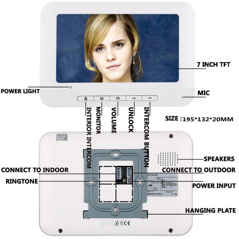 7inch 9 Apartment Video Doorbell Intercom System RFID IR 92ºCamera 1000TV Line gallery