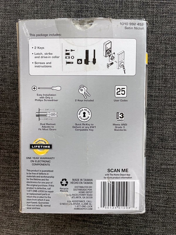 Keyless Entry -New Defiant Slim Touchpad Deadbolt Lock - Satin Nickel - Open Box gallery
