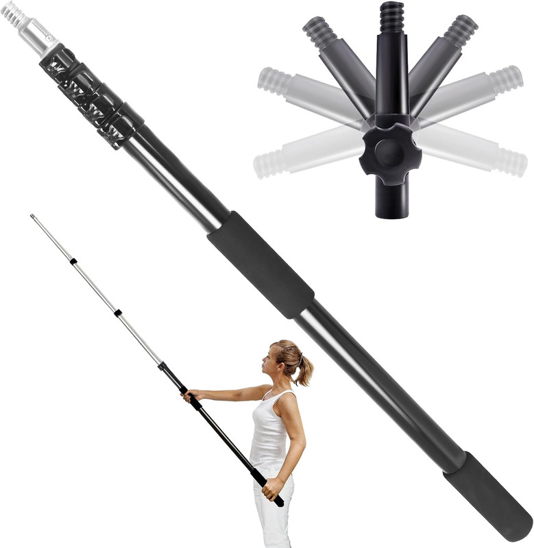 28FT Reach Telescopic Extension Pole, 5-20FT Multi-Purpose Extendable Pole with