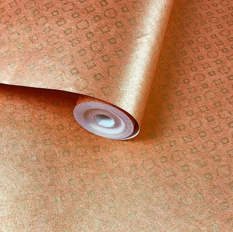 Portofino Non-woven modern Wallpaper Copper Gold Metallic monogram wallcoverings