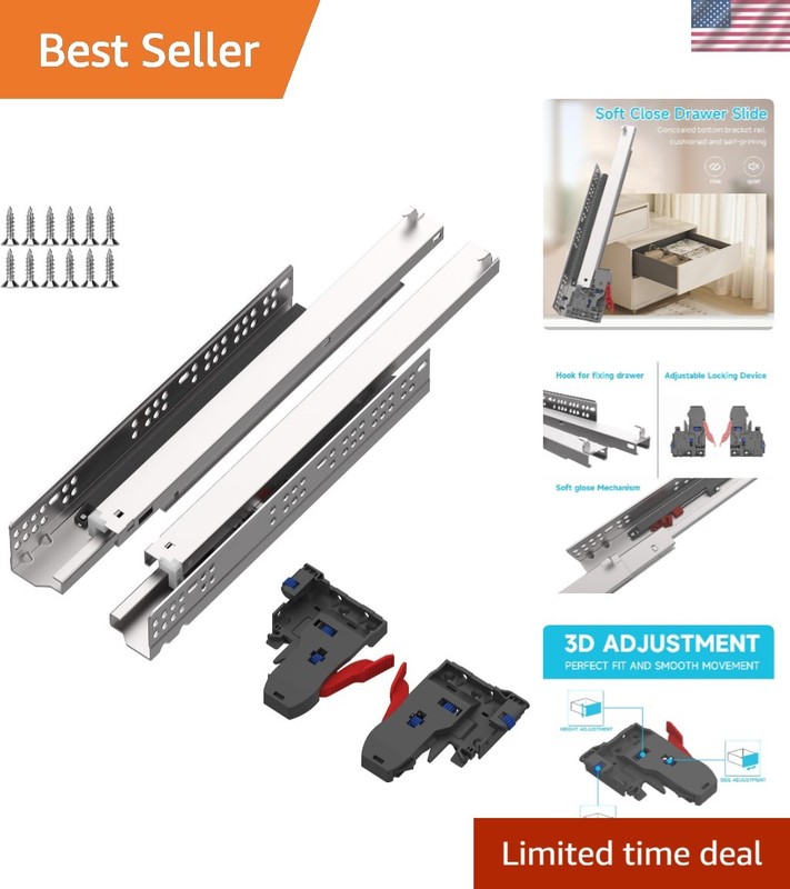 22 Inch Soft Close Drawer Slides – 6 Pairs Heavy-Duty Steel Glides for Cabinets