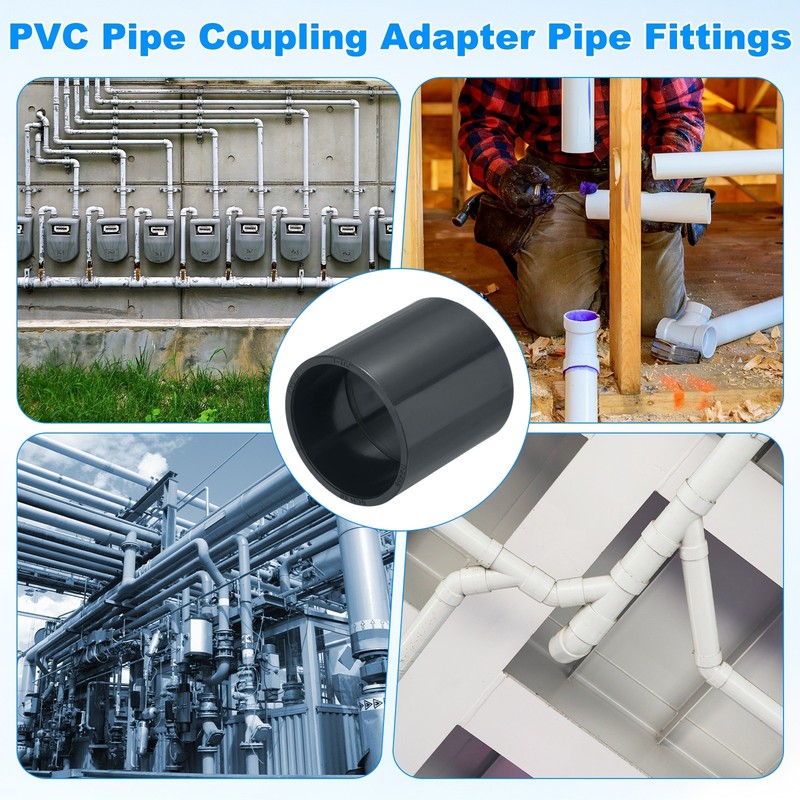 12-Pack 1-1/2 Inch PVC Pipe Coupling Adapter Pipe Fitting [Dark Gray] gallery