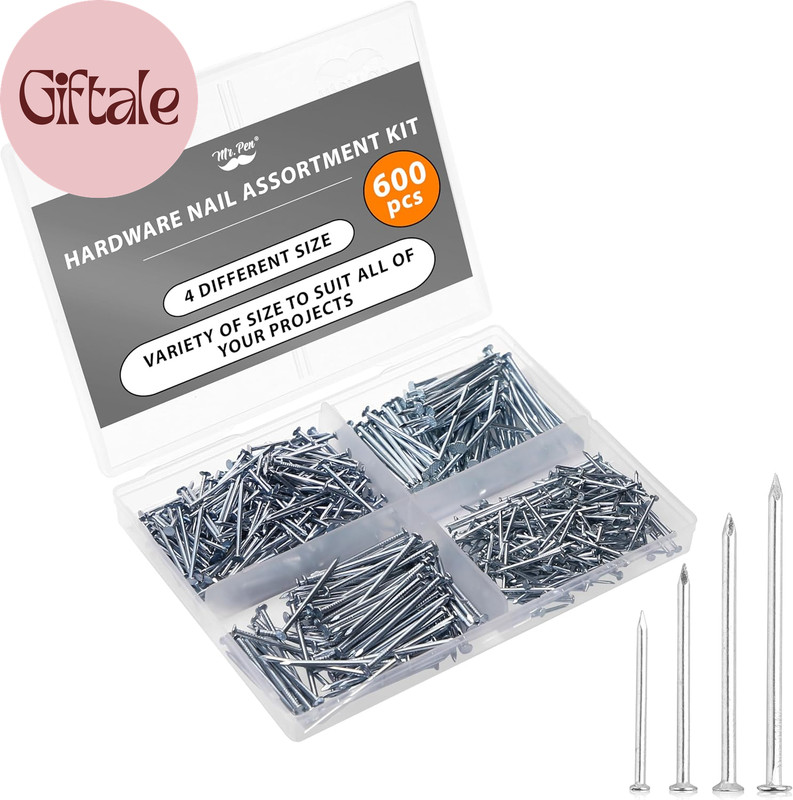 - Nail Assortment Kit, 600 Pcs, 4 Sizes, Silver, Small Nails for Hanging Picture gallery