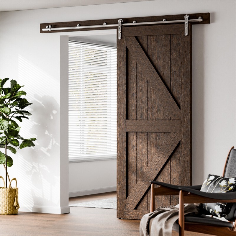 4FT-20FT Stainless Steel Sliding Barn Door Hardware Kit for Single/Double Door