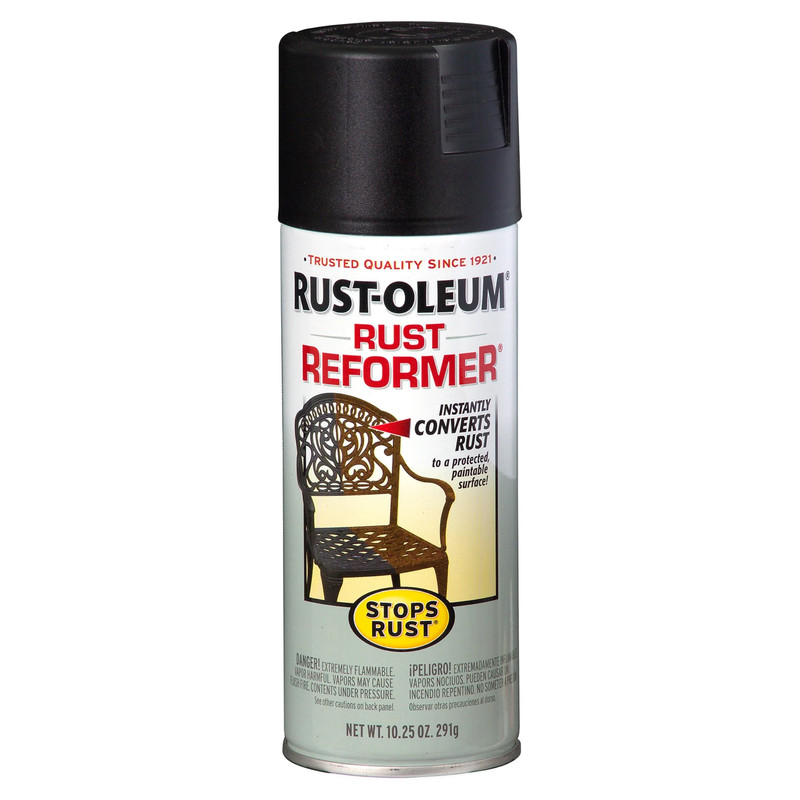 Black, Stops Rust Flat Rust Reformer Spray Paint- 215215, 10.25 Oz