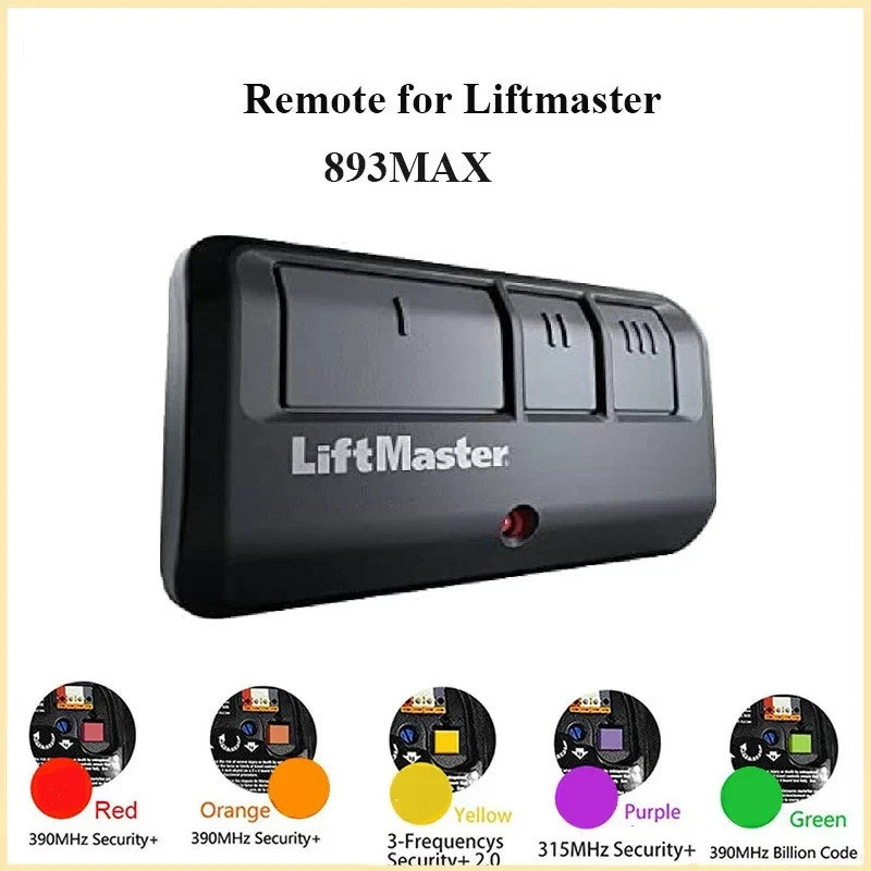 6 Pack 893MAX LiftMaster 3 Button Remote Control Garage Door Opener gallery