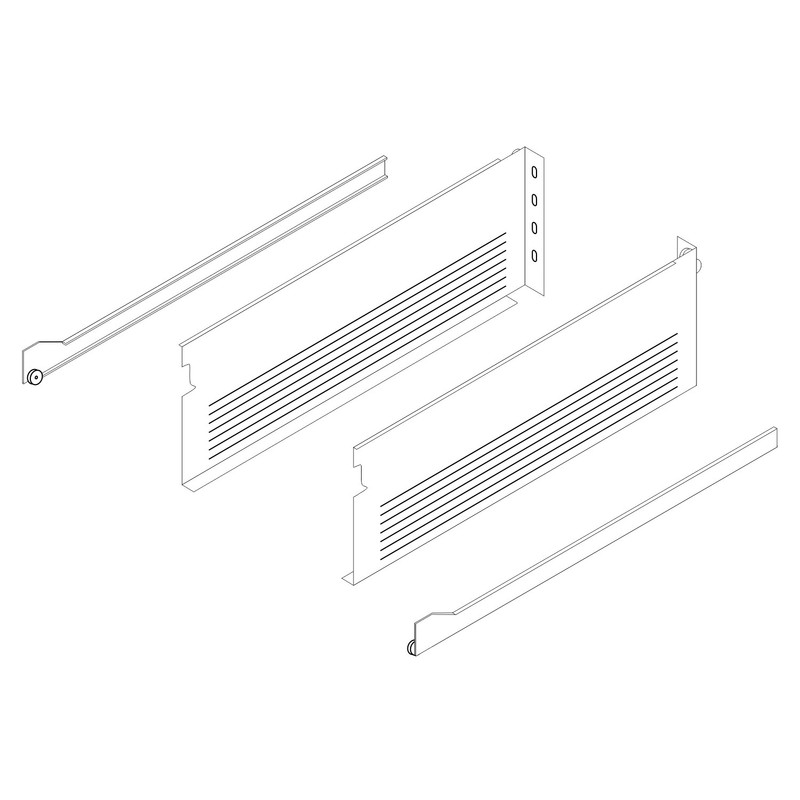 Blum 22″ Metabox 5-7/8″ High, 3/4″ Extension Drawer Side, White 320H5500C15