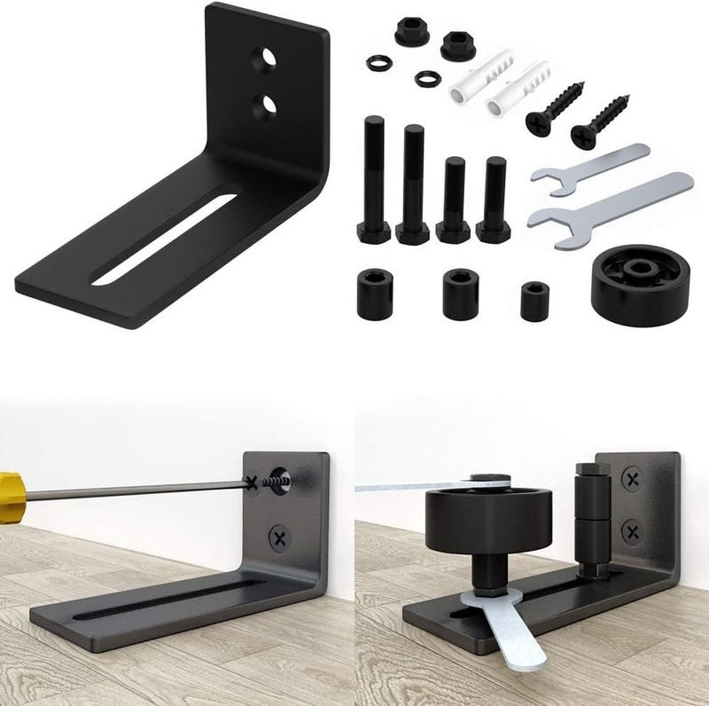 Sliding Barn Door Floor Guide Wall Mounted Hardware for Flush Bottom Adjustab... gallery