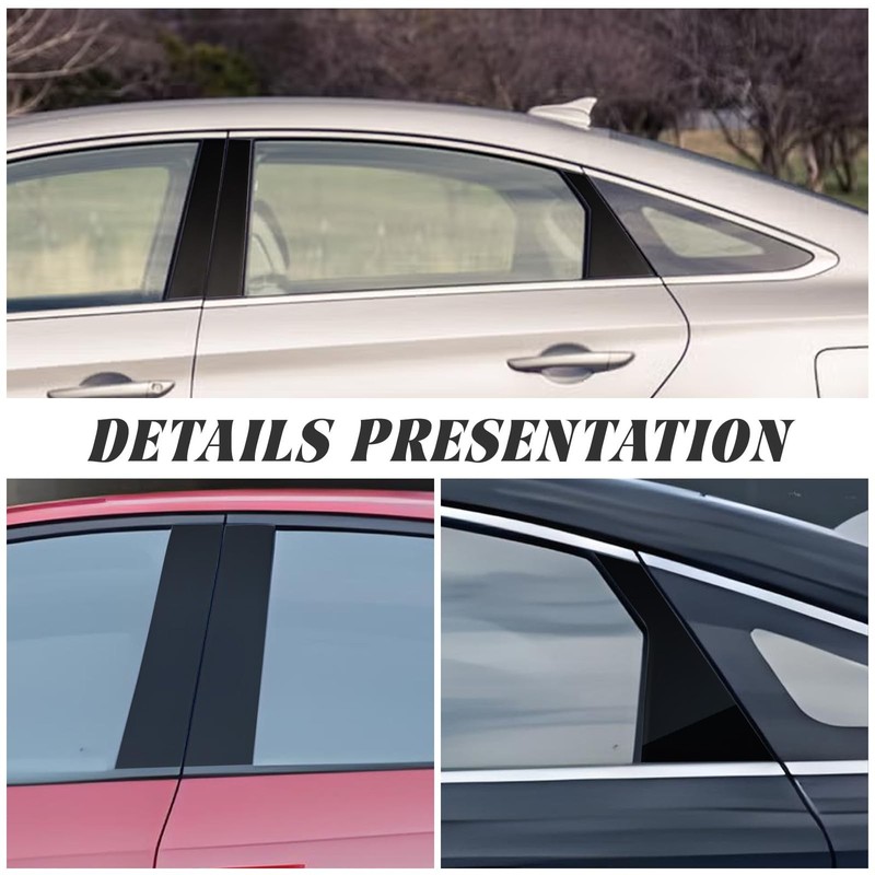 "Door Window Pillar Trim Compatible with Sonata 20152019, 6Pcs Glossy Black" gallery