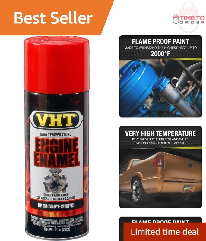 High Heat Engine Enamel Spray Paint Bright Red 11oz Chemical Resistant Durable