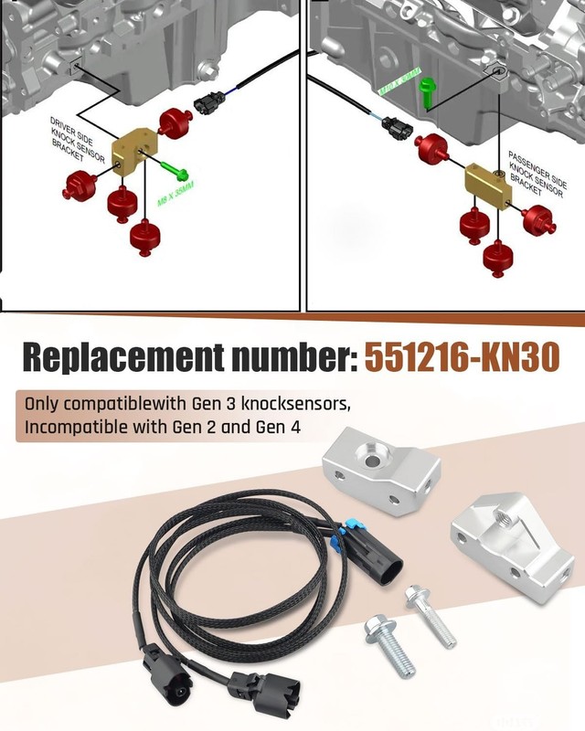 Gen 3 Knock Sensor Relocation Bracket Kit Fit for Engine RPO LS1 LS6 LQ9 LM7 L59 gallery