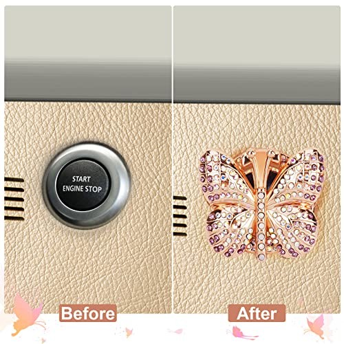 Car Start Stop Button Cover Butterfly Rhinestones Cute Ignition Rose Gold gallery