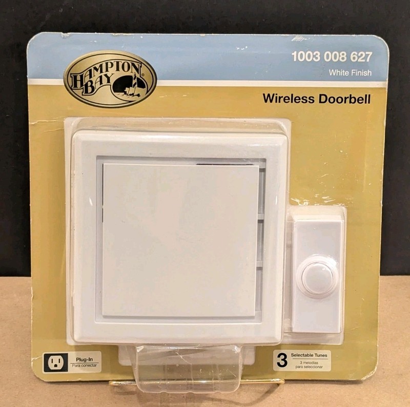 Hampton Bay Wireless Battery Operated Door Bell Kit with 1-Push Button HB-7733-0