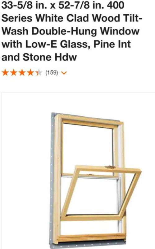Andersen 400 Series Window Double Hung 33 5/8 in x 52. 7/8 in White Clad Wood gallery
