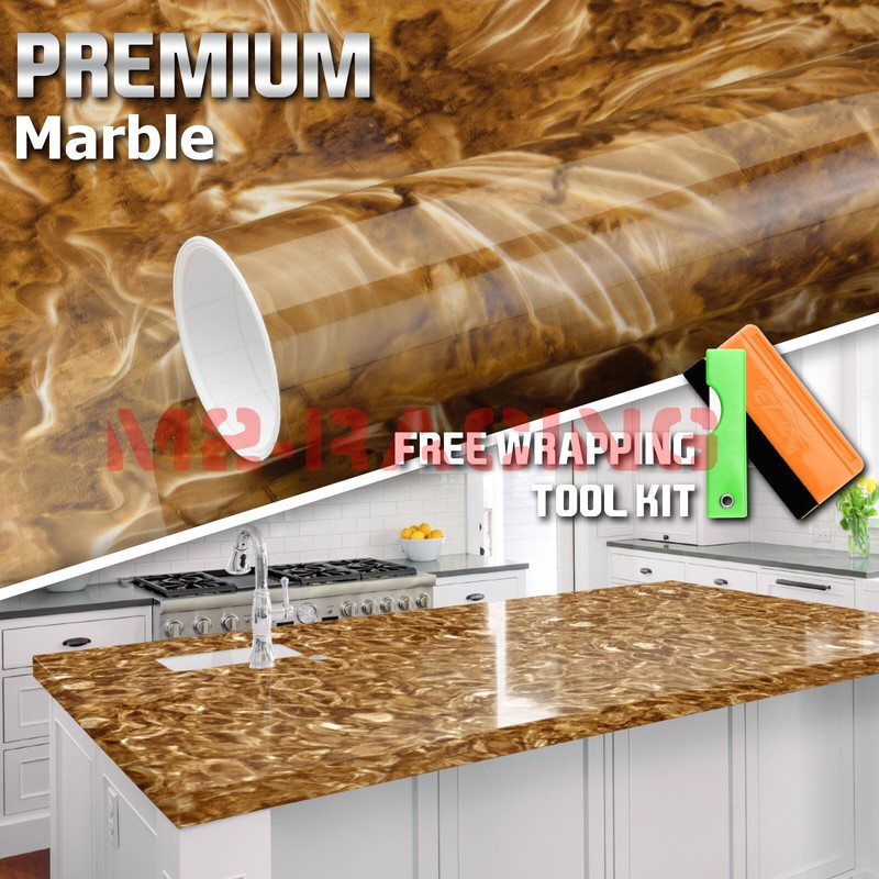 12″x48″ Gloss Marble Granite Look Vinyl Wrap Contact Paper Home Kitchen DIY D06