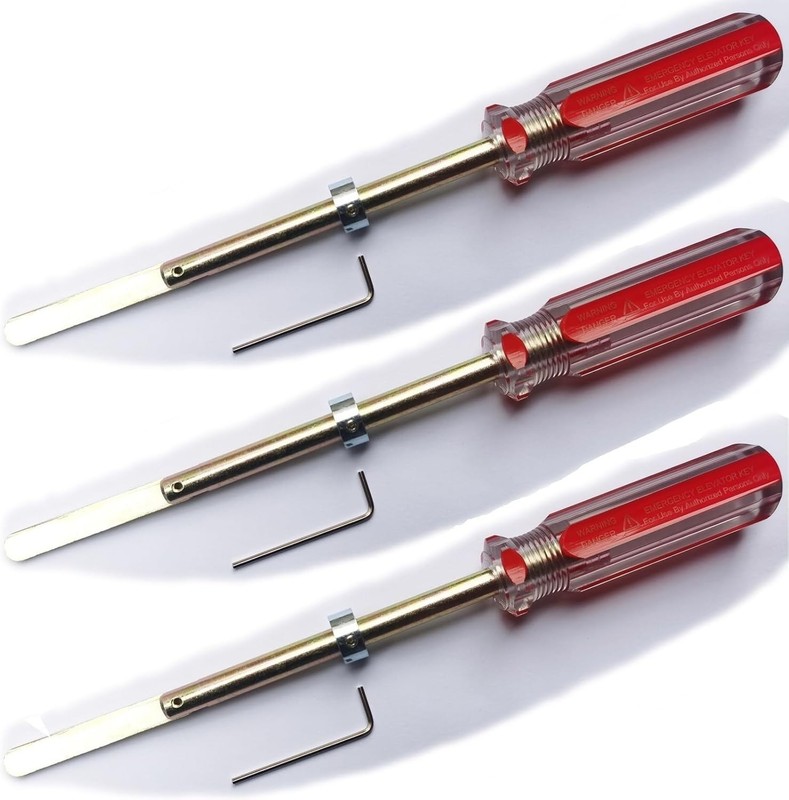 Elevator Drop Key Elevator Door Key Emergency Key with Handle (3 PCS)