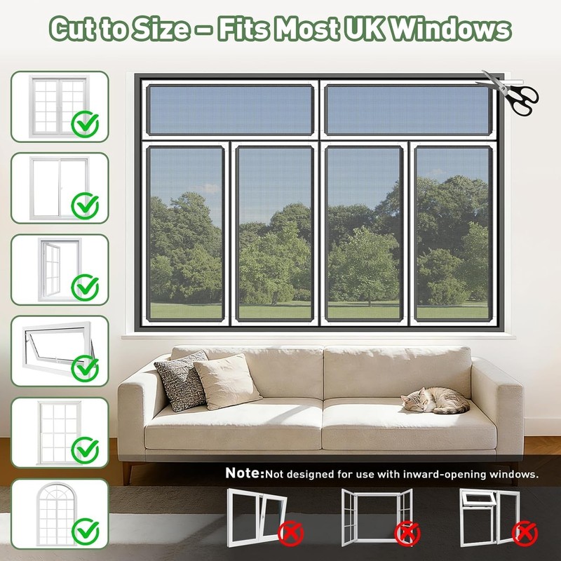 Window Screen Adjustable Magnetic Window Screen Replacement Max 43" x 71", DI... gallery