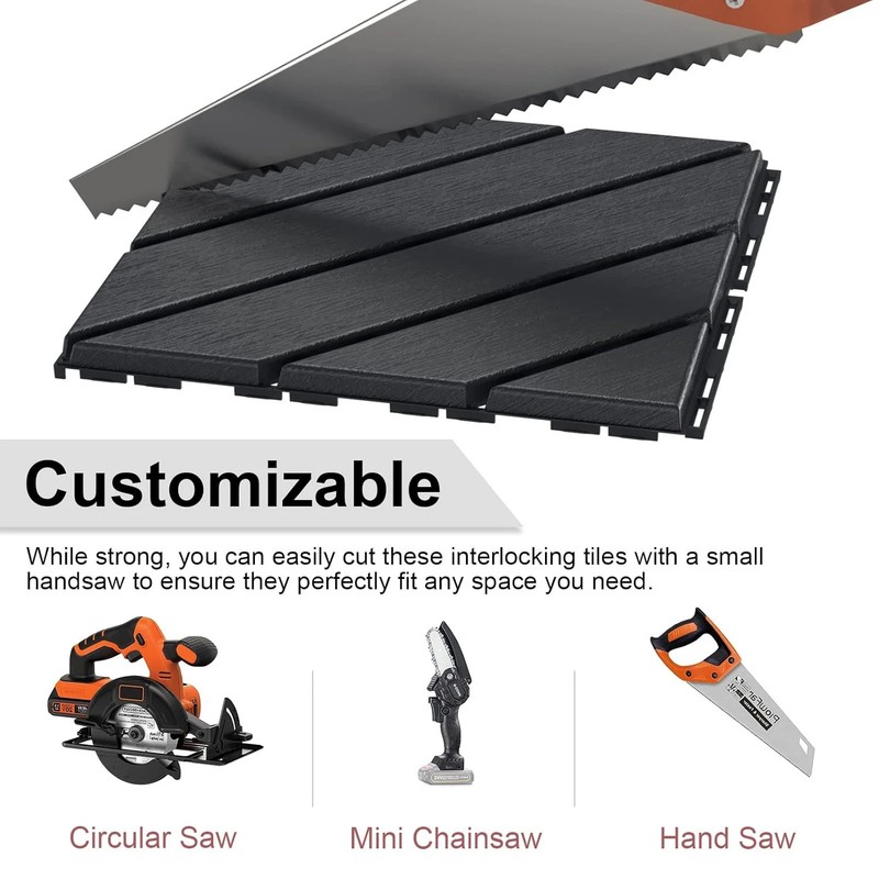 VANCASTLE 9 Pack Interlocking Deck Tiles, 12"x12" Patio Pavers, Heavy Duty Plast gallery