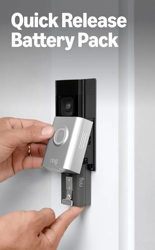 Ring Battery Doorbell Plus HD Video WiFi Security Camera Satin Nickel, motion de gallery