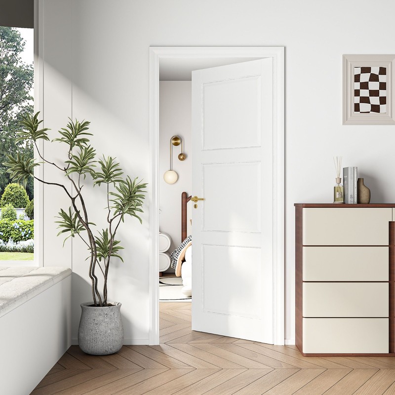 32''x80''3-Panel Solid Core Prehung Interior Door -Pantry/French No Hardware Kit gallery