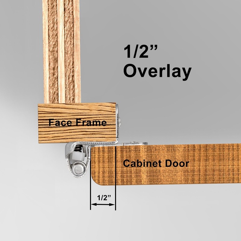 Cabinet Hinges 1/2 Inch Overlay Partial Wrap Self Closing Satin Nickel 4 Pack gallery