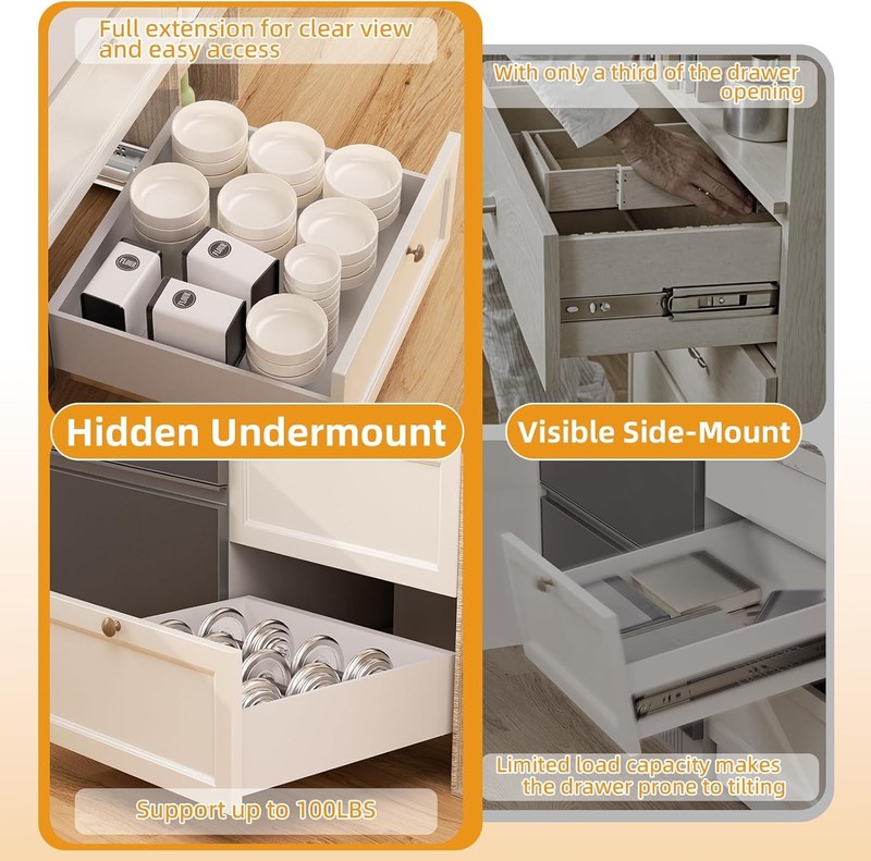 Chibery 15" Undermount Soft Close Drawer Slides Full Extension 3D Locking 6 Pair gallery