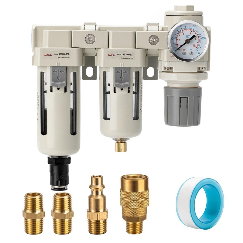 Air Filter Regulator Compressor Filter Quick-connect Fittings 3/8 NPT Port