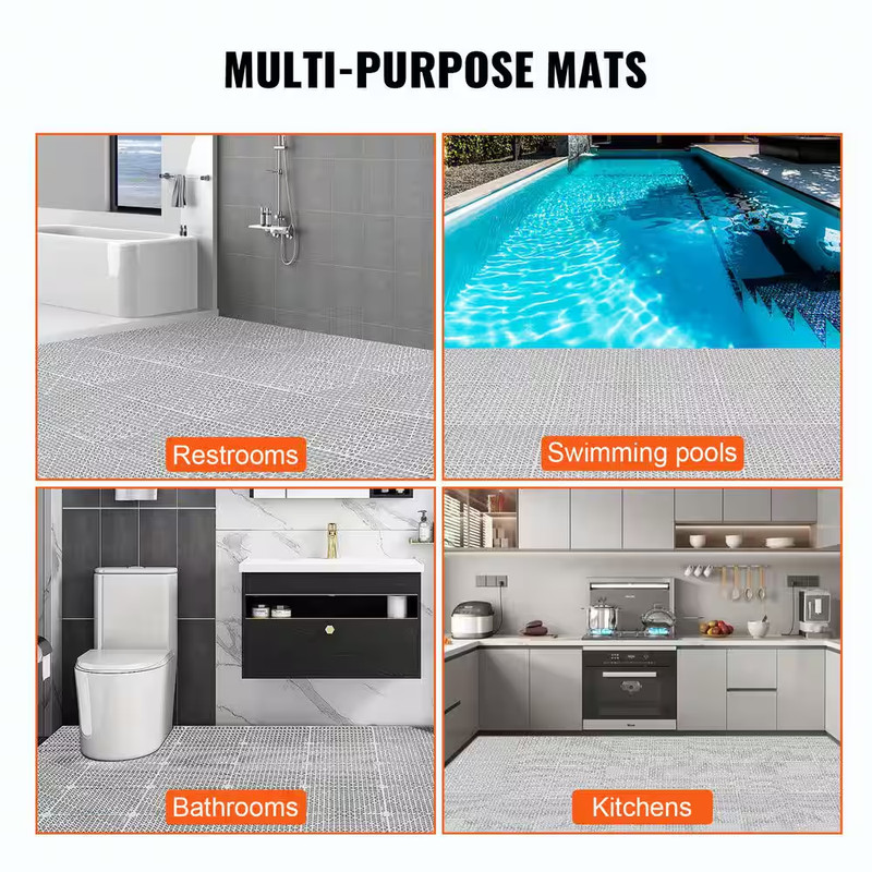 Interlocking Tile 55PCS, Drainage Tiles, Gray, 12 In. W X 12 In. L X 0.6 In. T, gallery