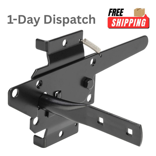 Self Locking Gate Latch Heavy Duty for Wooden Fence Post Mount Gravity Lever