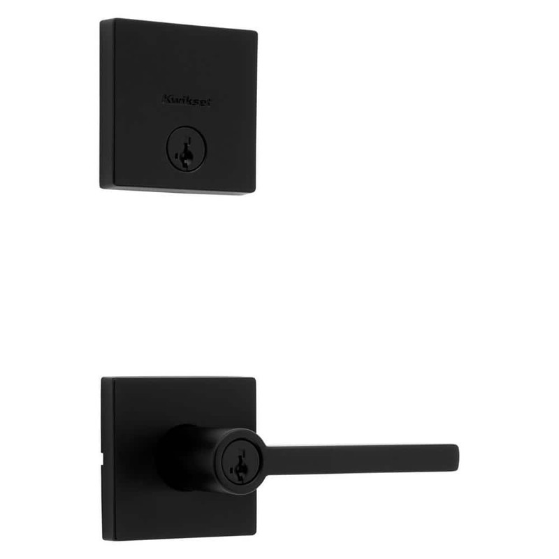 Kwikset Halifax Matte Black Entry Door Handle & Deadbolt Combo No Key