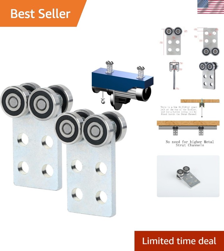 Precision Plate Mount Trolley Rollers – Easy Install for 1-5/8″ Strut Channels