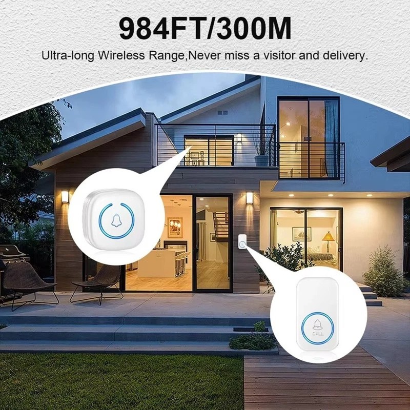Wireless Doorbell IP44 Waterproof Intelligent Home Chime Bell Kit US/EU/UK Plug gallery