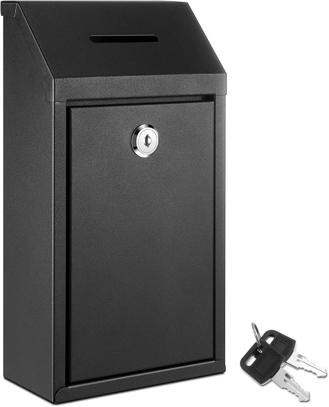 Metal Donation Cash Box Collection Safe 10.24 x 5.71 x 2.95 Inch, Black