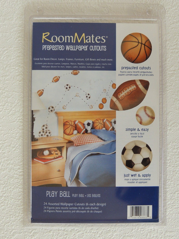 PLAY BALL ROOMMATES PREPASTED WALLPAPER CUTOUTS