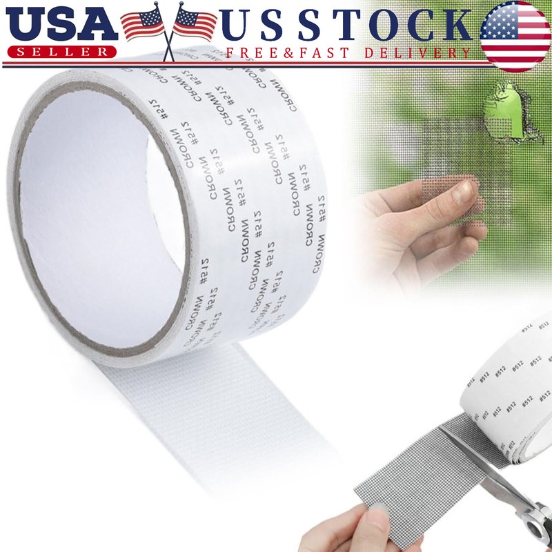 Window Screen Repair Patch Adhesive Fiberglass Mesh Hole Repair Tape 5*200cm US