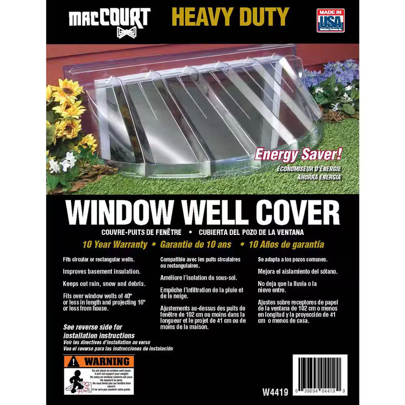 44 In. W X 15 In. H X 19 In. D Durable Plastic Reversible Heavy-Duty Window Well gallery