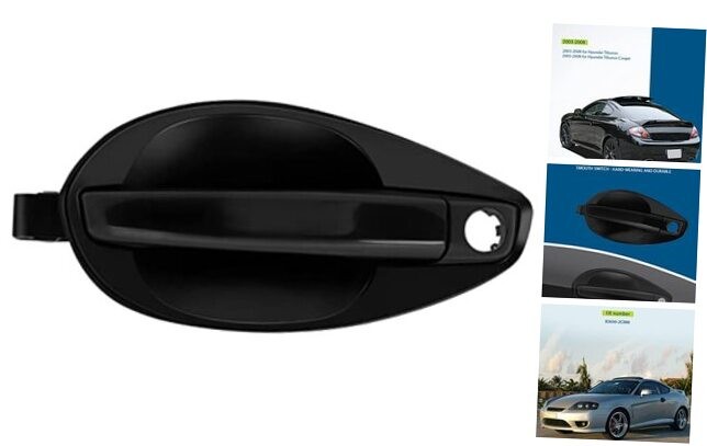 Exterior Door Handle, Front Driver Left Side, Black Plastic, 2003-2008