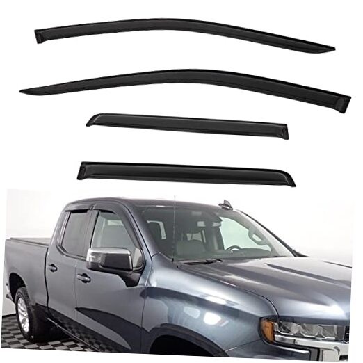4pcs Front+Rear Smoke Tint Sun/Rain 2019-2022 Silverado/Sierra 1500 Double Cab