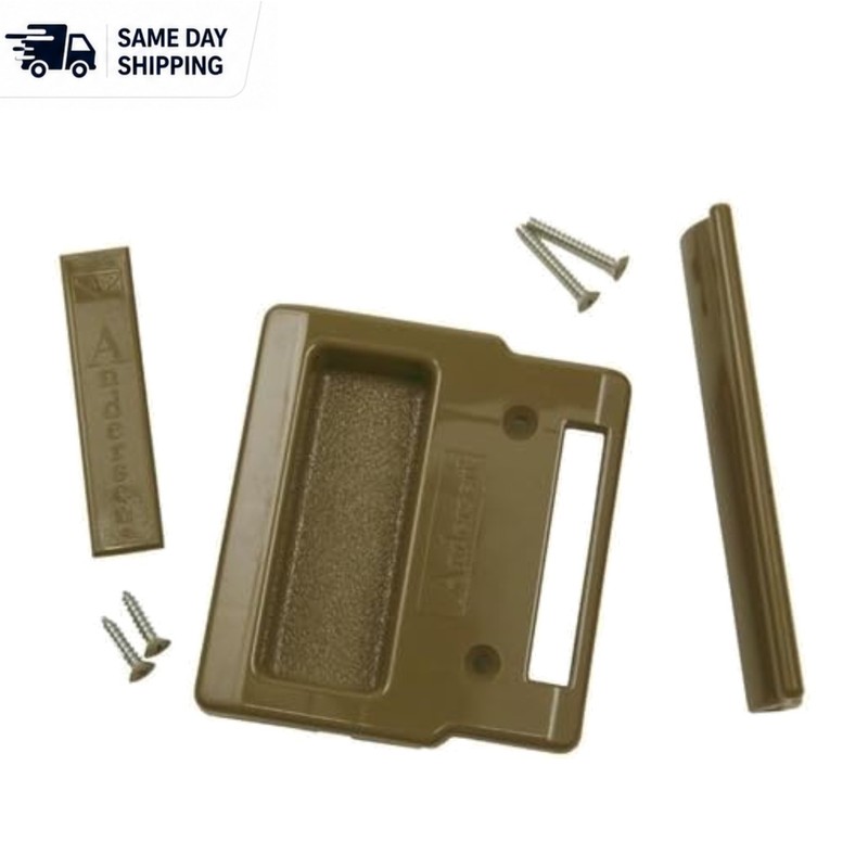 Modern Stone Color Screen Hardware Kit with Pull Handles for Patio Doors