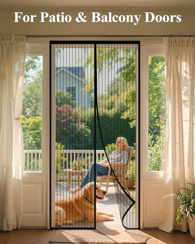 Magnetic Screen Door 38x82 Retractable Mesh Curtain Pet Friendly Black gallery