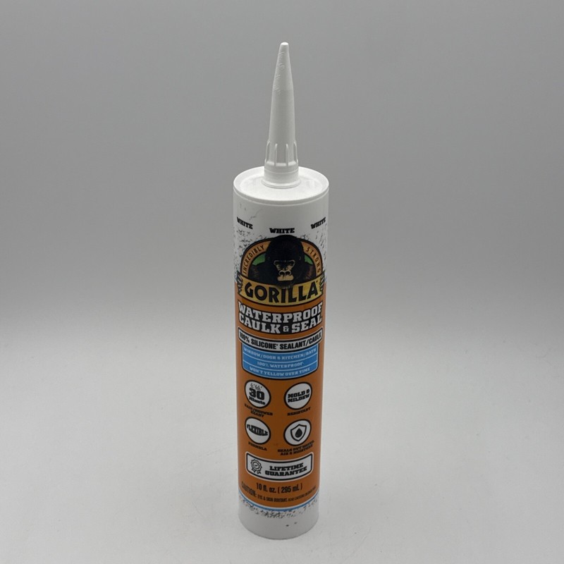 Gorilla Waterproof Caulk & Seal 100% Silicone Sealant, White, 1 Pack, White