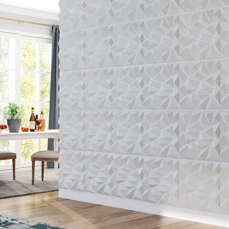 40 Pack 3D Wall Panels PVC Diamond Textured Wall Tiles for DIY Painting Cutting gallery