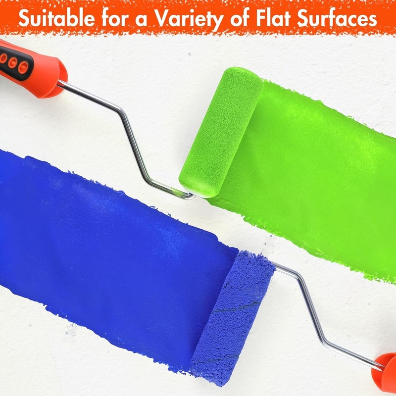 4-Inch High-Density Foam & Microfiber Paint Roller Kit with Tray - 14 Pieces gallery