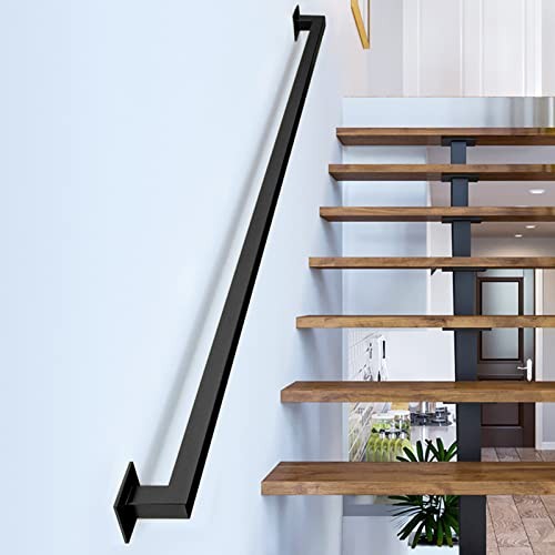 3FT Iron Hand Railing, Sturdy Safety Staircase Handrails Wall 3 Feet Black