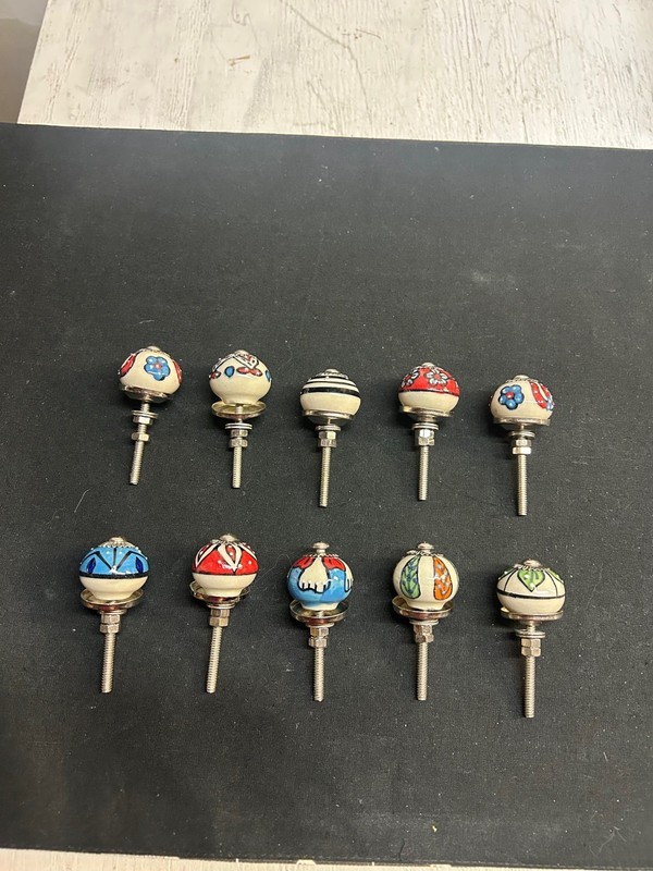 10 Pcs LOT Ceramic Door Handles Pull ARTY Wardrobes Drawer Knobs MULTI COLORED