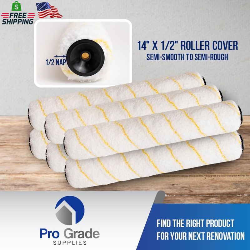 Pro Grade - Paint Roller Covers - 1/2 X 14 Inch Microfiber 6 Pack gallery
