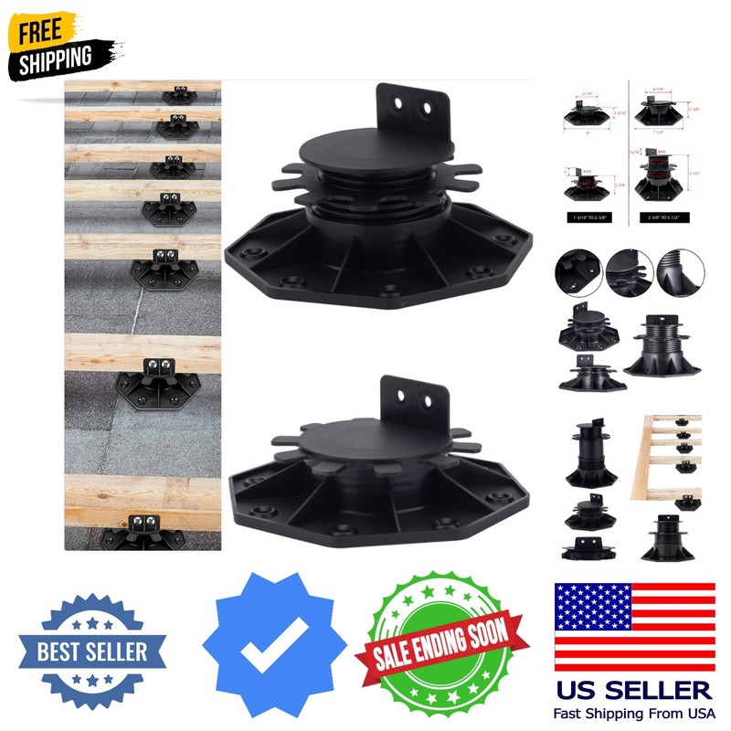 12Pack Adjustable Deck Support Pedestal – Base Support for Floating Deck Plat…