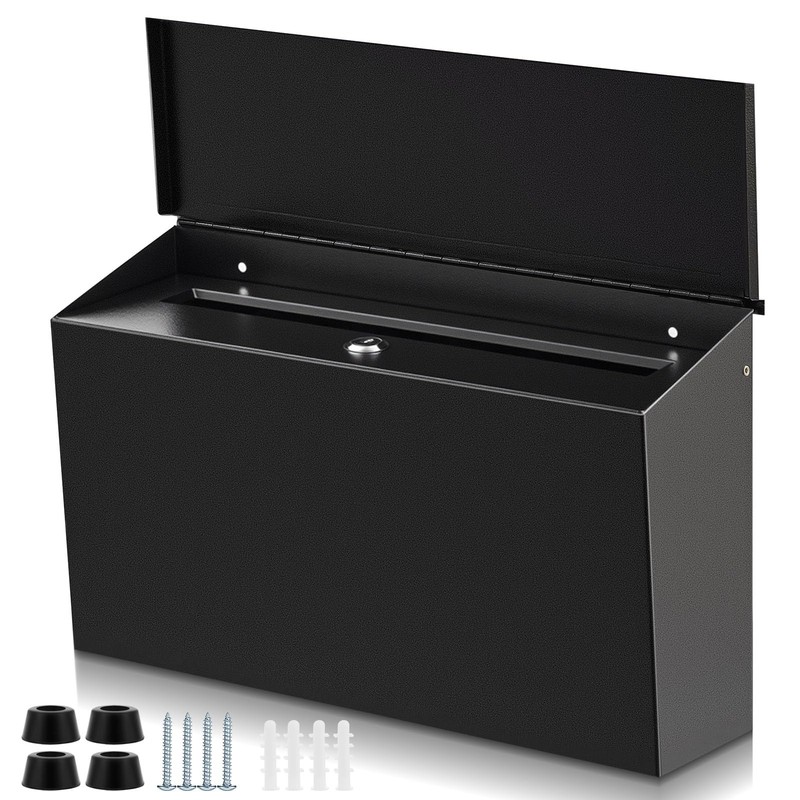 Locking Wall Mount Mailbox for Outside 15. 35 x 9. 45 x 3. 94 Inch Large Capa…